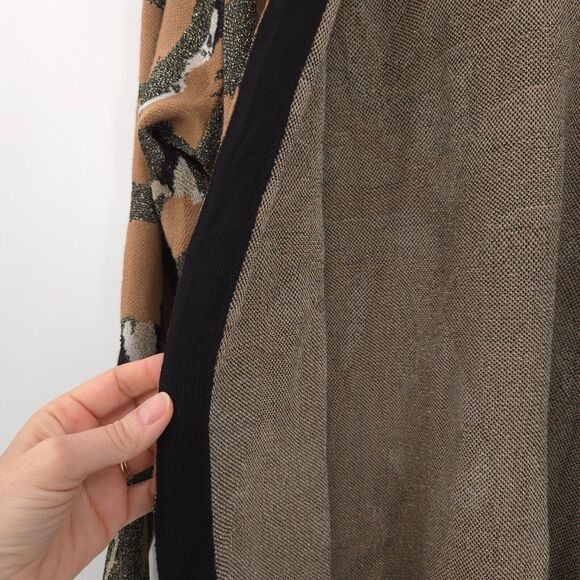 Chico's Lurex Abstract Print Open Cardigan Size 3 (XL) shimmer beige black - Picture 6 of 10